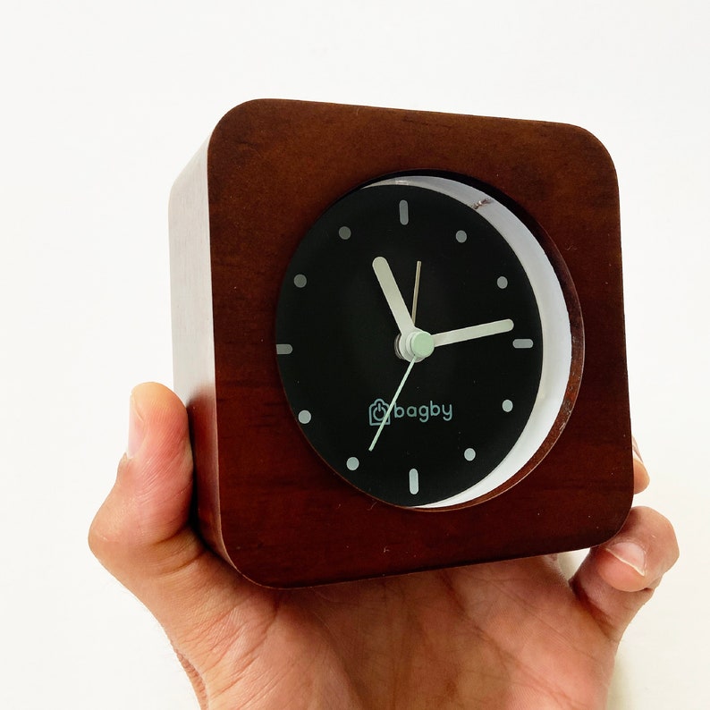 Analog Alarm Clock No Ticking Noises Wooden Snooze Etsy