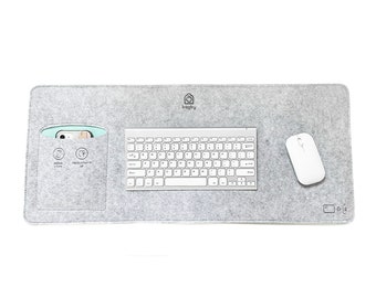 Desk Pad With Phone Pocket Gray / Mint, Desk Mat, Desktop Pad, Increase Focus And Productivity At Work Or Working From Home, Keyboard pad