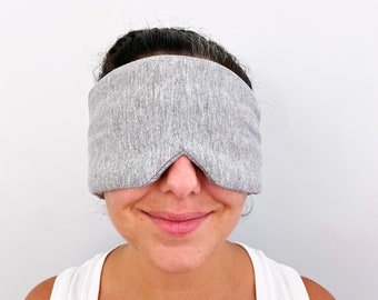 Masque de sommeil en coton gris clair, masque pour les yeux en soie pour un meilleur sommeil, masque de sommeil respirant et confortable, masque de sommeil pour avion