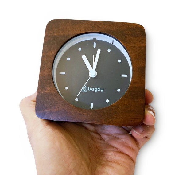 Analog Alarm Clock No Ticking Noises Wooden Snooze Etsy