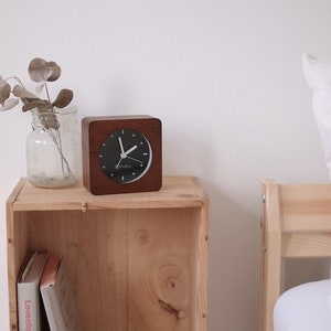 Quiet Analog Alarm Clock, Alarm Clock Silent Wooden, Night light, Gentle sound, No Ticking Noises, Minimalist, Snooze Function image 1