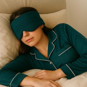 Cotton Sleep Mask Full Light Blockout Green, Eye Mask Silk For Greater Sleep, Breathable and Comfortable Sleep Mask, Sleep Mask Travel Plane image 9