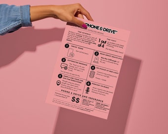 Stop Phone & Drive Actionable Guide, Spickzettel, Mini-Guide, Printable