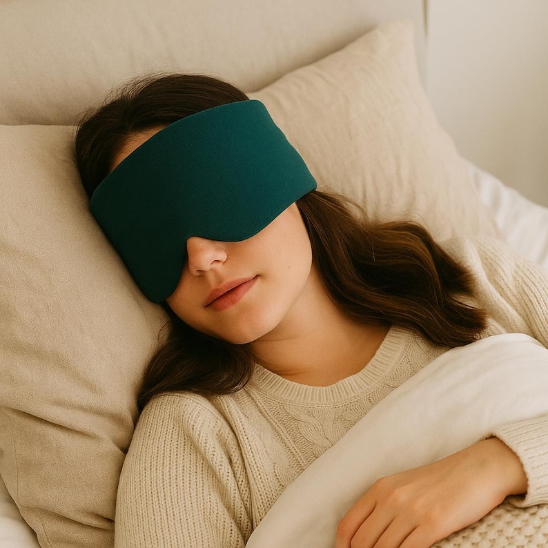 Cotton Sleep Mask Full Light Blockout Green, Eye Mask Silk For Greater Sleep, Breathable and Comfortable Sleep Mask, Sleep Mask Travel Plane image 10