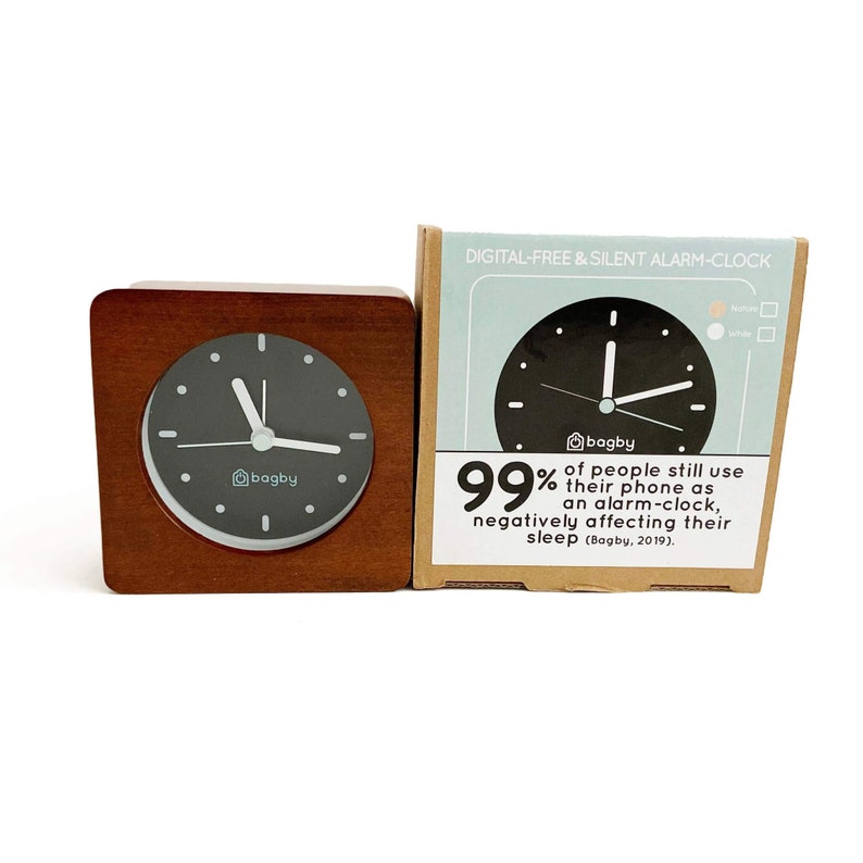 Quiet Analog Alarm Clock, Alarm Clock Silent Wooden, Night light, Gentle sound, No Ticking Noises, Minimalist, Snooze Function image 8