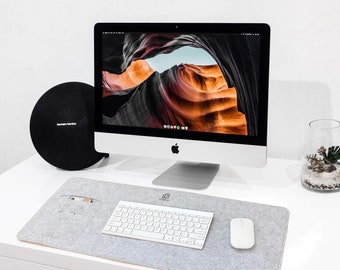 Desk Pad With Phone Pocket Gray, Desk Mat, Desktop Pad, Increase Focus And Productivity At Work Or Working From Home, Keyboard And Mouse