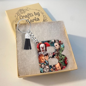 Horror Letter Keychain / Monogram Keychain / Horror Gift / Horror Keychain / Gift for Her / Personalized Gift