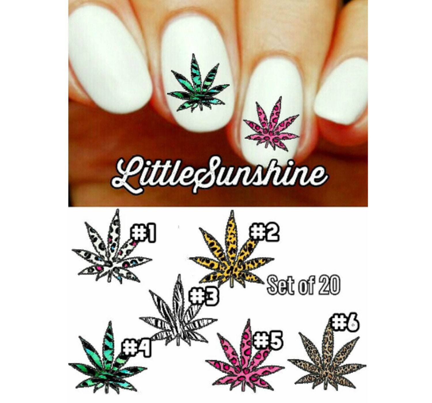 Pot Leaf Marijuana Weed Nail Decal Nail Sticker Nail Art