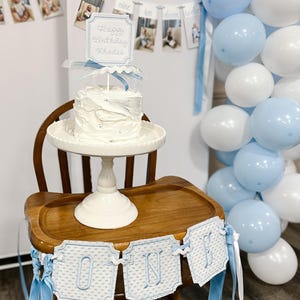 ONE Square First Birthday Party Embroidered Fabric High Chair Banner