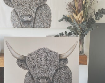 Highland Cow Print, Highland Cow Art, Szkocka sztuka, Highland Cow Painting, Highland Cow Art Print, Szkocki Print
