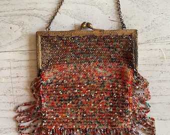 1920’s beaded metal framed evening purse