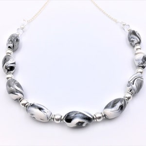 Handcrafted Necklace in Various Clay Colors and Bead Styles - Silver Plate Nickel Free Chain - One of a Kind-Unique Gift - Eight Styles