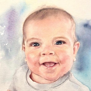 Portret dziecka na zamówienie portret akwarelowy dziecka niestandardowy portret rodzinny portret akwarelowy dzieci portret osobisty portret artystyczny portret ze zdjęcia