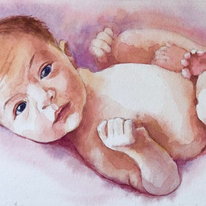 Portret rodzinny, Portret dziecięcy, Portret dziecięcy na zamówienie, Akwarela dziecięca, Portret niemowlęcia, Portret akwarelowy, Malowanie dziecka, Portret rodzinny