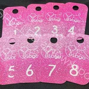 Live Sale Number Tag Cards Regular & Reversed - Set Of 100 - Pink Glitter Effect - Rounded Corners