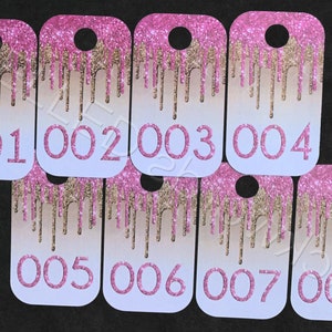 Dripping Glitter - Live Sale Number Tag Cards Regular & Reversed - Set Of 100 - Rounded Corners