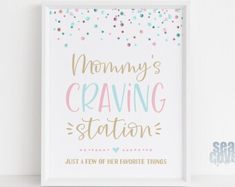 Gender Reveal Decorations, Gender Reveal Ideas, Gender Reveal Party, Mommy's Craving Station, Gold Font, Instant Download