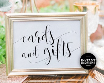 Cards and Gifts Printable Sign | Gifts and Cards | Instant Download | Black Font | Printable Signs | Wedding Template | Gifts and Cards Sign