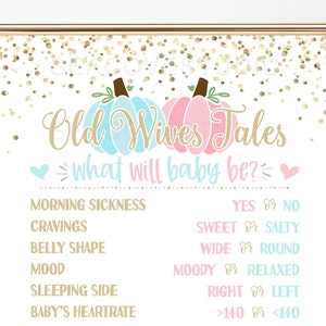 Pumpkin Old Wives Tales Printable Sign, Gender Reveal Decorations, Gender Reveal Printable Party Sign, Instant Download, PBG7