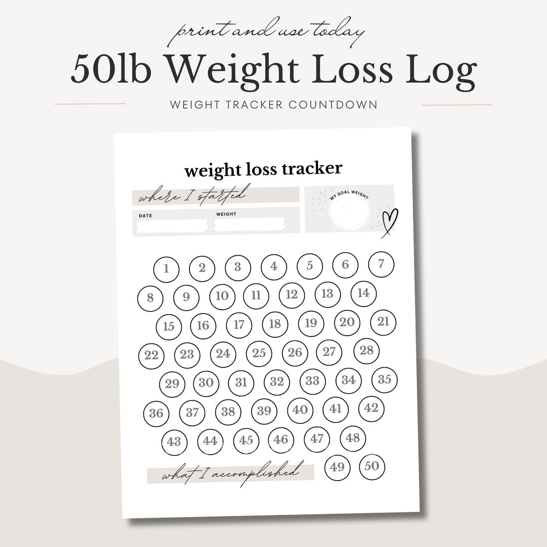 50lb Weight Loss Tracker: Printable Countdown Chart (PDF) - Etsy