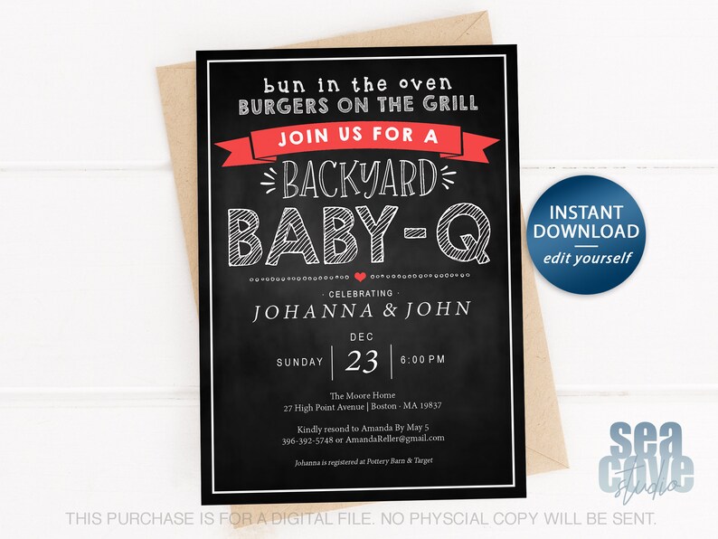 Instant Download Baby Bbq Invitation Template Summer Baby Etsy