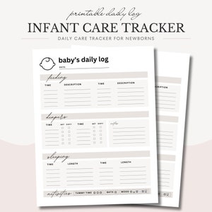 Tracker stampabile per la cura del bambino Attività del neonato Tracker per l'alimentazione del bambino Programma per il neonato Registro della cura del bambino Registro del sonno per i neonati Lista di controllo giornaliera del bambino
