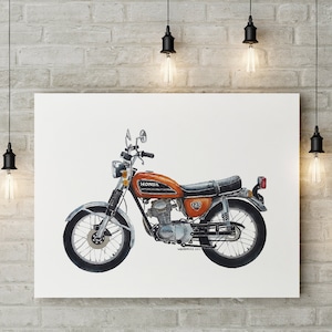 SALE Watercolor Honda CB125 Handdrawn Art Print, Motorcycle Painting, Motorcycle Home Decor,  Honda CB125 Wall Art Set INSTANT DOWNLOAD