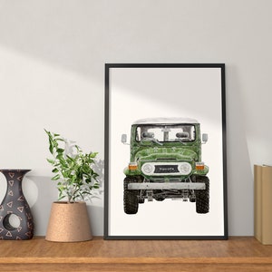 SALE Watercolor Toyota Hardtop FJ40 Handdrawn Art Print, Car Painting, Car Home Decor, Toyota Hardtop FJ40 Wall Art Set INSTANT DOWNLOAD