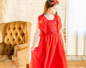 Girls Ruby Cotton Dress - Vintage Style Dress For Any Occasion - Comfortable & Stylish Girls Dress