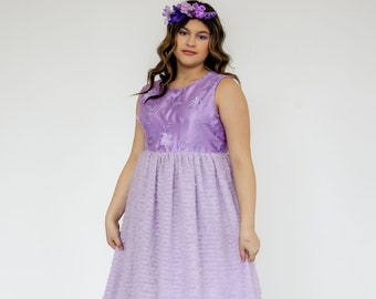 Lavender Gown for Flower Girls, Wedding Purple Dress for Girls, Junior Bridesmaid Dresses, Violet Flower Girl, Special Occasion Dresses