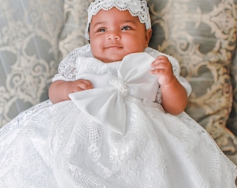 Baby Infant Lace Dress, Girls Baptism Outfit, Lace Christening Gown, Lace Baptism Dress, Baptismal Gown, Baby Lace Dress, Baby White Dress