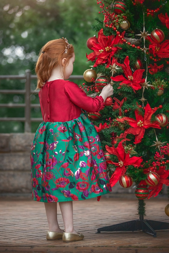 Río Paraná aliviar sin embargo Vestido rojo y verde para Navidad Vestido navideño para niños - Etsy México