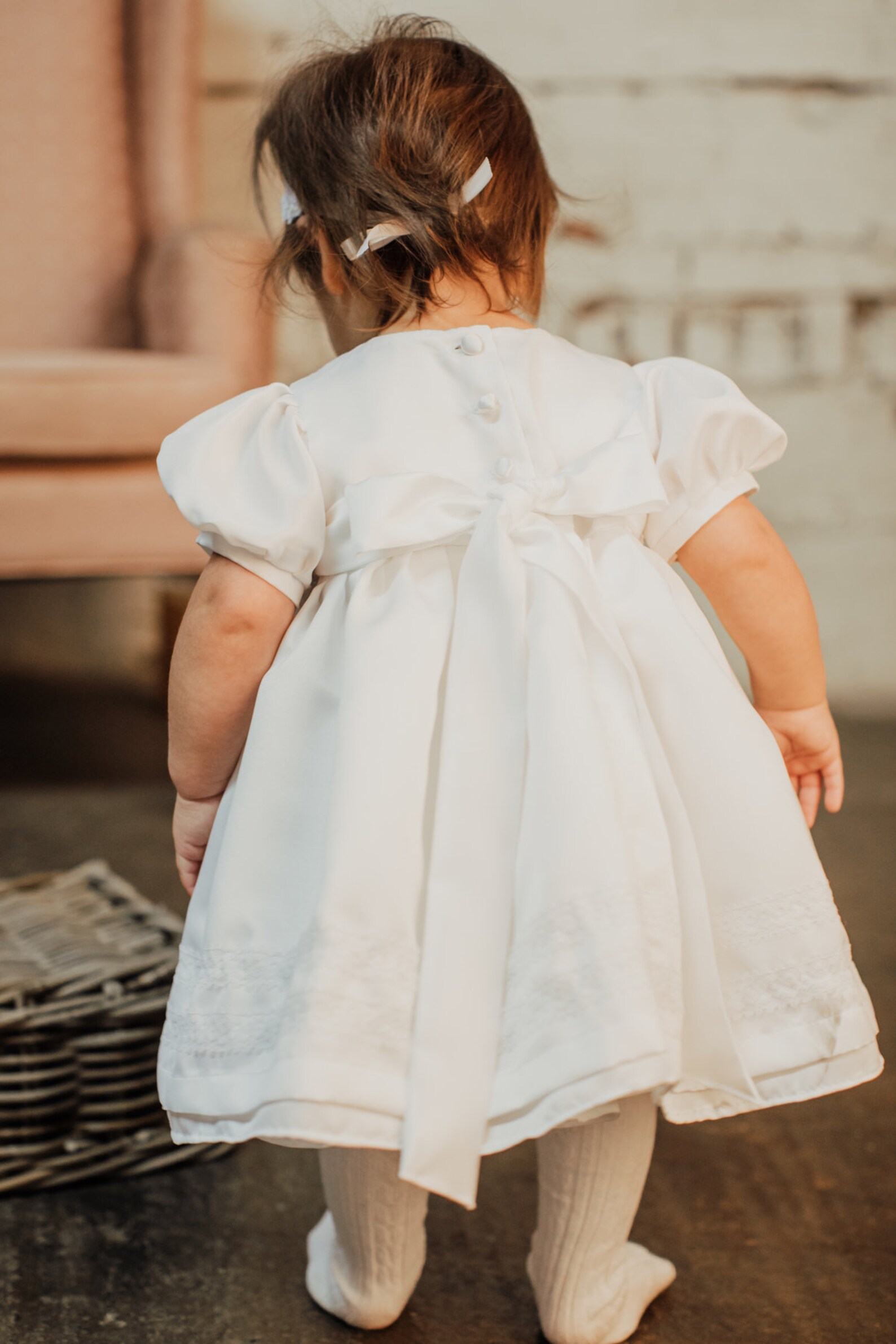 Satin Christening Gown Girl White Baptism Dress Christening Etsy