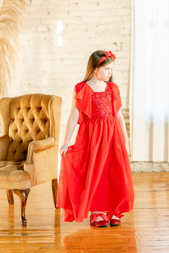 Girls Ruby Cotton Dress Vintage Style Dress for Any Occasion