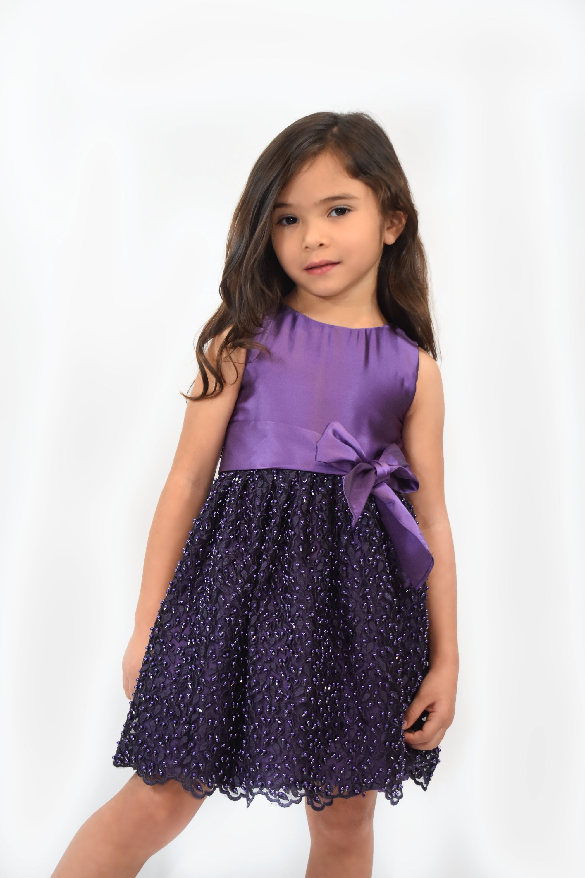 Baby Girl Dress For Formal Special Occasion Wear Floral Bow Design Elegant Wears 