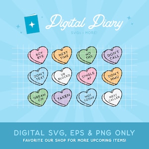 Rejection Hearts Illustration | SVG, EPS, PNG, Valentine&#39;s Day Art, Valentine&#39;s Day clipart, Valentine&#39;s Day Candy, Lover Girl, Love Clipart