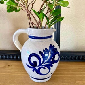 Vintage Salt Glazed Cobalt Pottery Pitcher