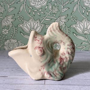 Vintage 1950s Brush McCoy Ceramic Fish Planter - Mid-Century Sponge Glaze USA Pottery - Whimsical Retro Koi Goldfish Bud Vase