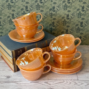Fire King Orange Cup and Saucer - Etsy