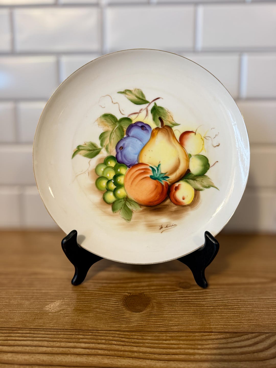 Vintage 1950s Hand Painted Fruit Still Life Plate | Signed J Shiha 10.5 ...
