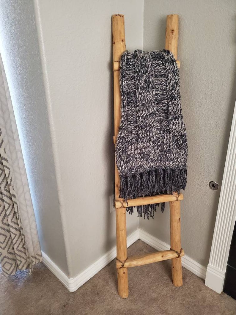Wide Ribbed Throw Blanket with Fringe Throw Blanket Afghan Knitted Throw Handmade Blanket