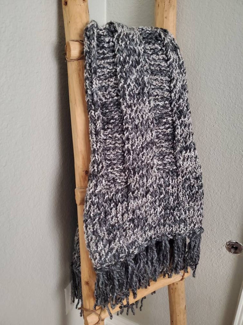 Wide Ribbed Throw Blanket with Fringe Throw Blanket Afghan Knitted Throw Handmade Blanket