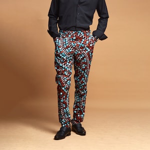 Ankara Men&#39;s Pants: African Print Poly-Cotton Trousers