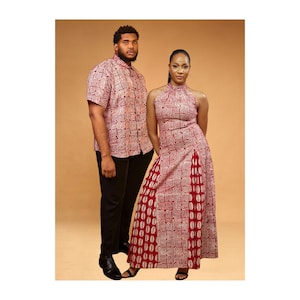 Conjunto africano de pareja: conjunto de algodón batik teñido a mano