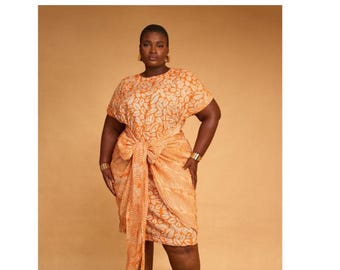 Abito in cotone Ankara tinto a mano: abito skater con stampa africana