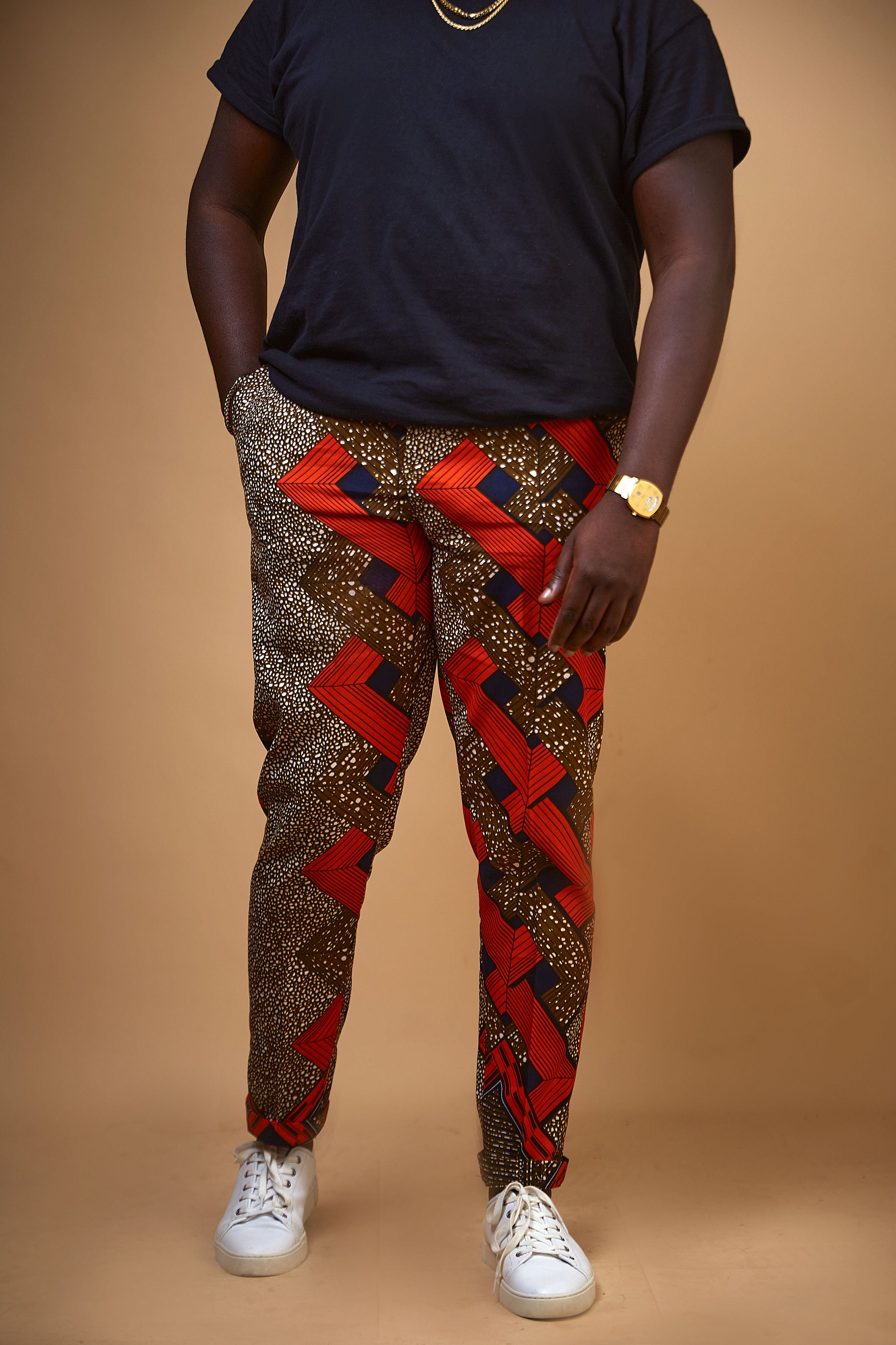 Mens Tailored Fit Ankara Trousers  African Print Pants for Guys  EL   LAVIYE