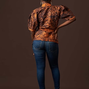 African Women Top, Hots Summer African Tops, Ankara Print Blouse, Tie Dye Top, African Women Shirt, Summer Top, African Shortsleeve shirt image 7