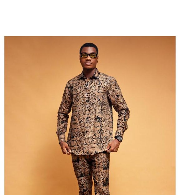 Camicia Ankara da uomo africana: Dansiki in cotone a maniche