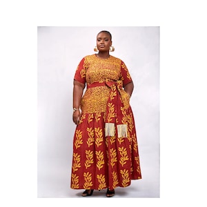 Hand-Dyed Ankara Cotton Dress: African Print, Detachable Belt