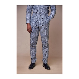 Bunte afrikanische Print Slim Fit Herrenhose: Poly-Cotton Statement